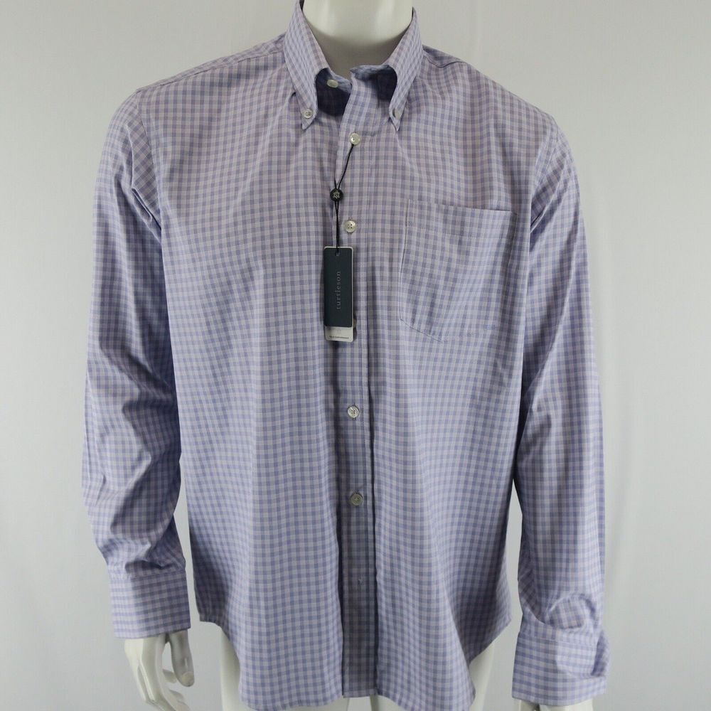 Men's Purple Check Button-Down Shirt - Classic Casual